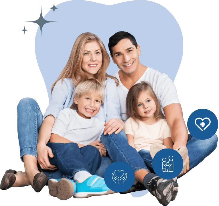 Happy family of 4 together at Metro Scott Dental
